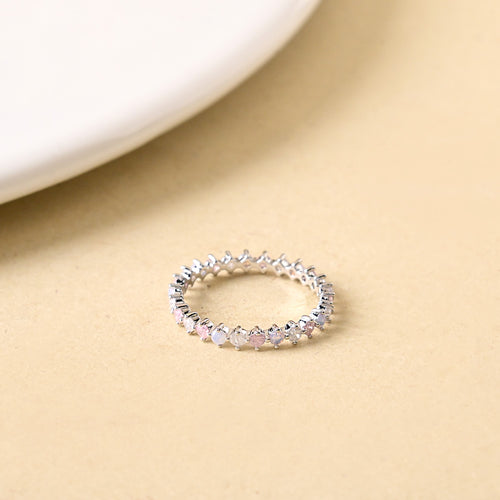 Stone And Pearl Silver Ring