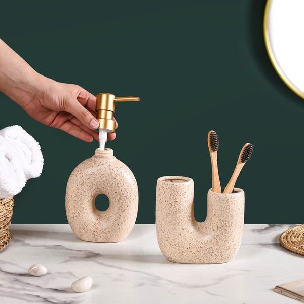 Stone Texture Modern Bathroom Set Of 2 Sand