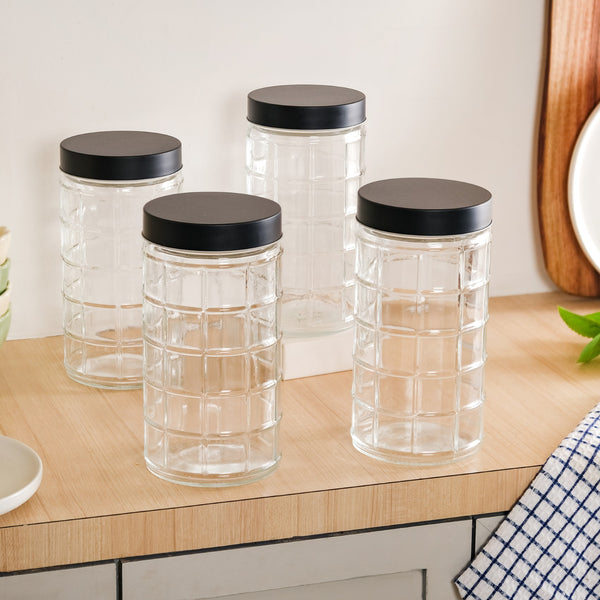 Set Of 4 Tall Glass Jars With Lid 1900ml