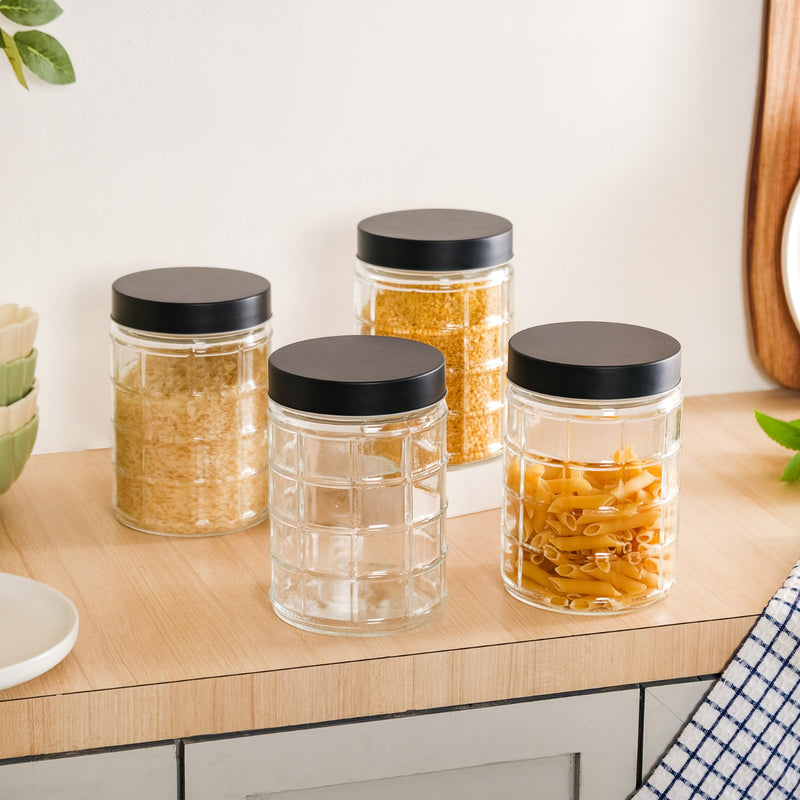 Clear Glass Storage Jars With Airtight Lid Set Of 4 1350ml