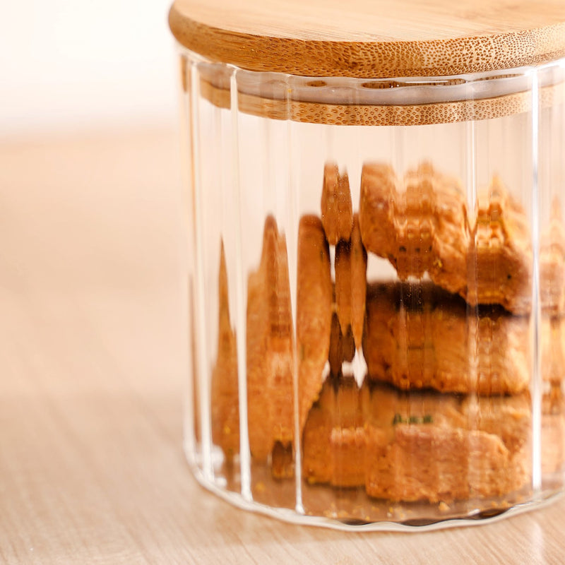 High Borosilicate Airtight Glass Jar With Wooden Lid Set Of 4 610ml