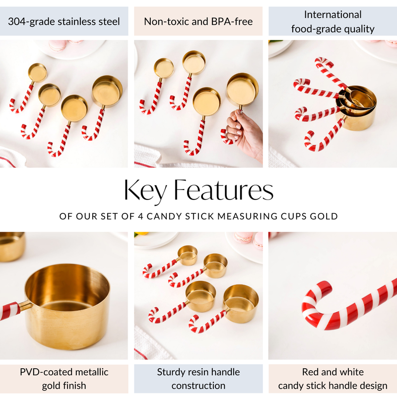 Set Of 4 Candy Stick Measuring Cups Gold