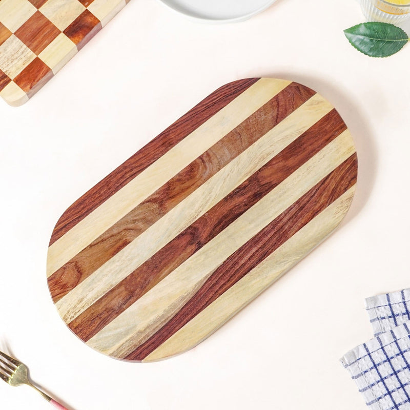 Striped Sheesham Serving Platter