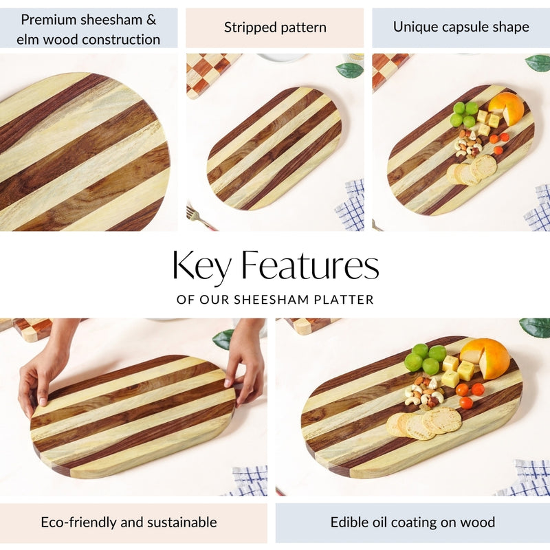 Striped Sheesham Serving Platter