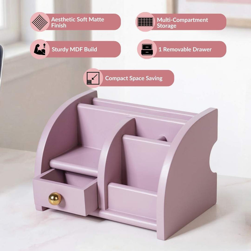 Desk Organiser With Drawer Soft Lavender