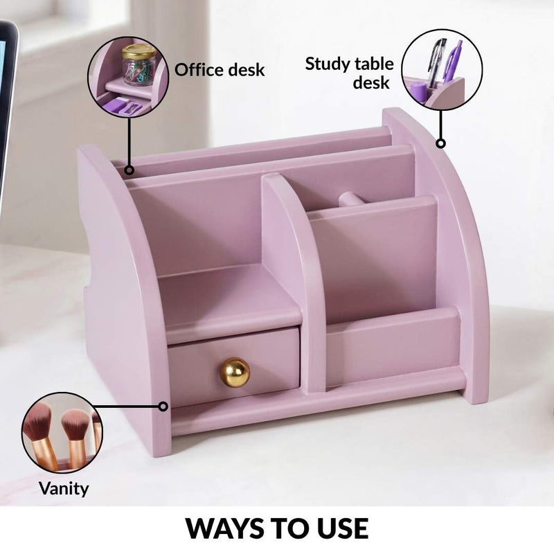 Desk Organiser With Drawer Soft Lavender