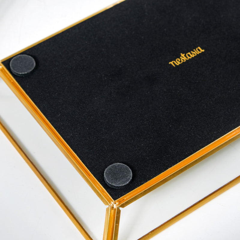 Abstract Design Printed Glass Vanity Tray Set Of 2- Decorative tray, glass tray, trinket tray, gold tray, mirror tray, coffee table tray