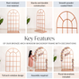 Bronze Arch Window Metal Backdrop Frame With Decorations