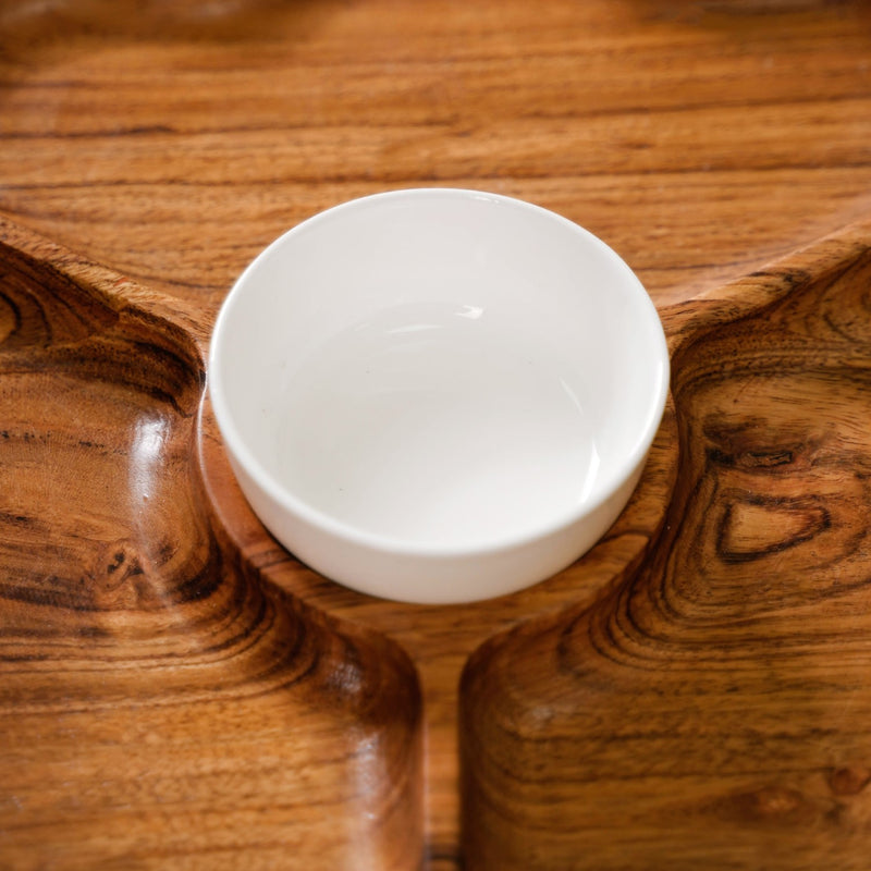 Cosmos 3 Section Snack Platter With Dip Bowl - Compartment plate, snack platter, wooden snack platter, serving platter, charcuterie platter