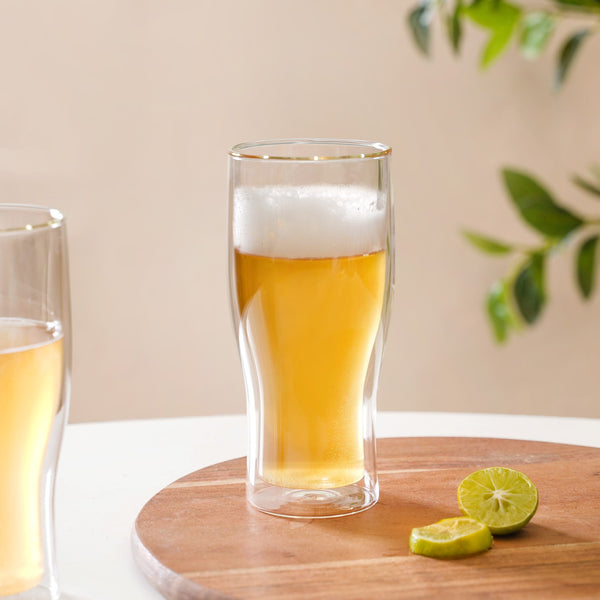 Double Wall Tall Beer Glass Set Of 2 750ml