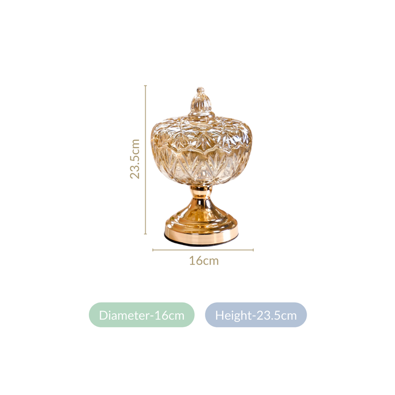 Diamond Textured Pedestal Decorative Glass Bowl