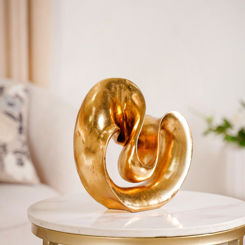 Abstract Fluid Accent Showpiece Gold- Metal showpiece, gold showpiece, abstract showpiece