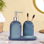 Modern Stoneware Bathroom Set of 3 Ocean Blue