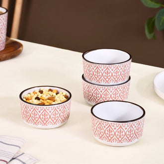 Baroque Ceramic Small Bowl Set Of 4 Pink 200ml