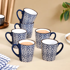 Baroque Tea Cup Set Of 6 Navy Blue 250ml