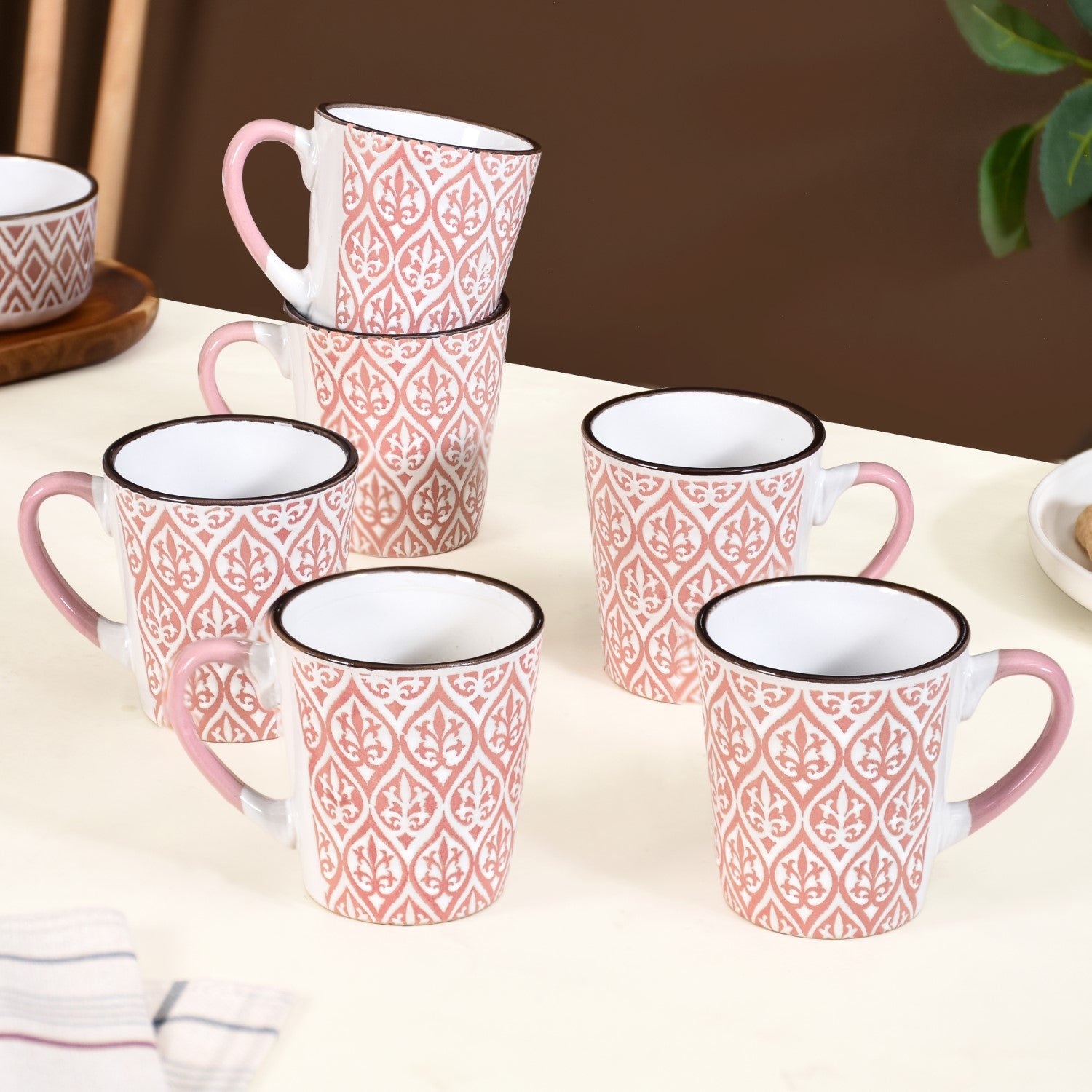 Baroque Tea Cup Set Of 6 Pink 250ml Online - Premium Tea Cup | Nestasia