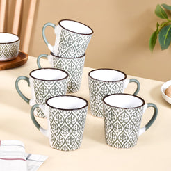 Baroque Tea Cup Set Of 6 Sage Green 250ml