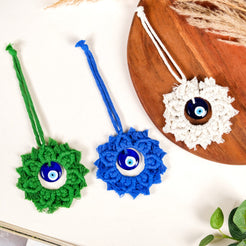 Bohemian Macrame Evil Eye Wall Hanging Set Of 3- Evil eye wall art, wall art for home, wall hanging, evil eye home decor