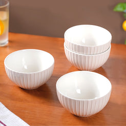 Costola Ceramic Serving Bowl Set Of 4 Off White 650ml