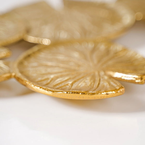 Golden Lotus Leaf Cluster Decorative Tray