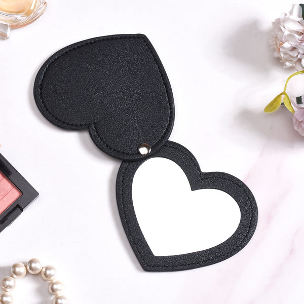 Heart Shaped Foldable Pocket Mirror Black