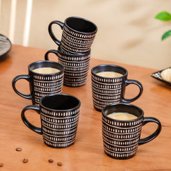 GeoTribe Print Ceramic Coffee Mug Set Of 6 275ml