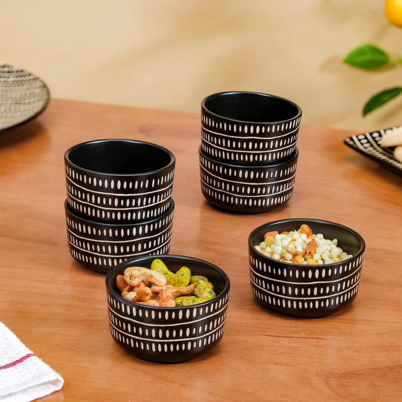 Ceramic GeoTribe Print Small Bowls Set Of 6 200ml