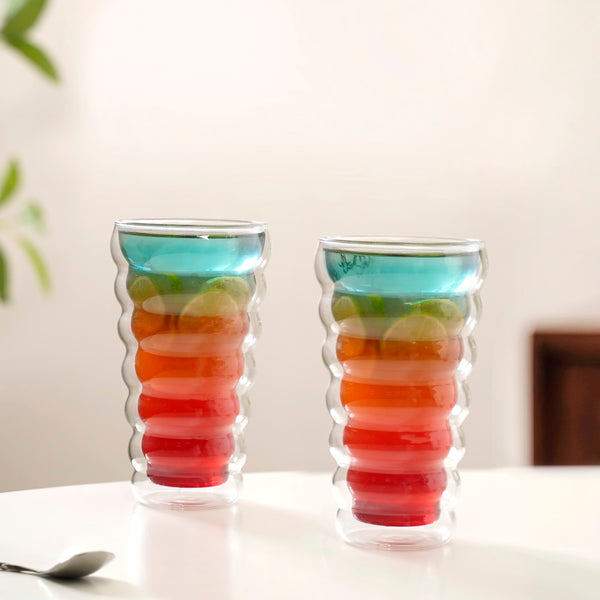 Layered Tall Double Wall Drinking Glass Set Of 2 375ml