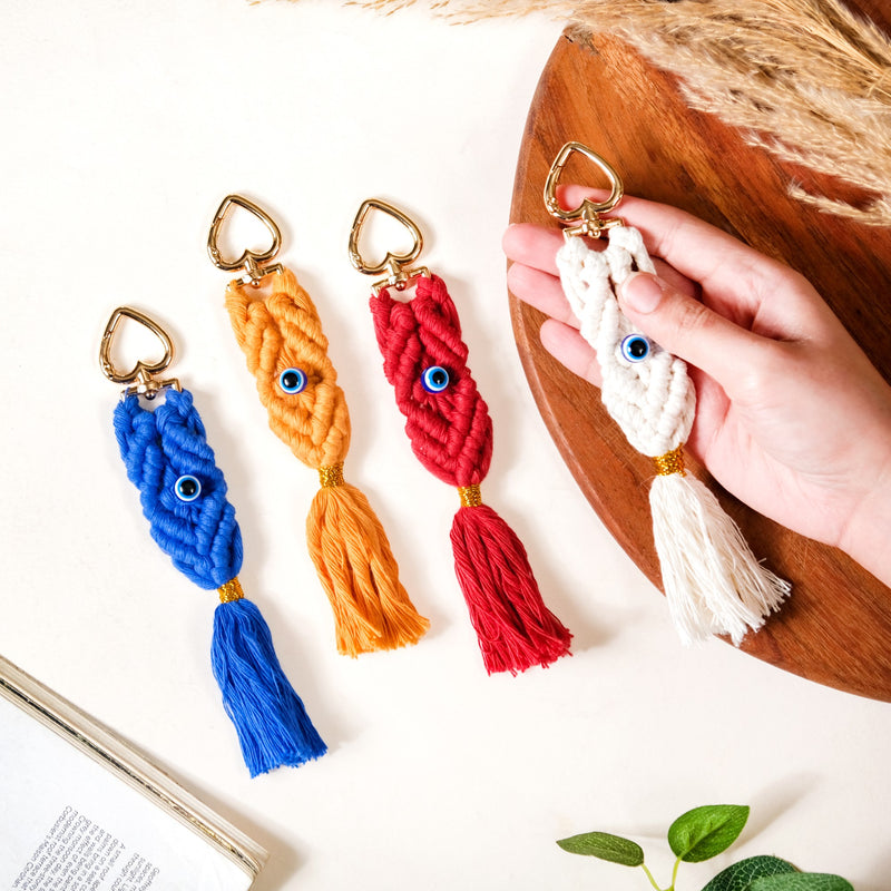 Macrame Evil Eye Keychain Set Of 4