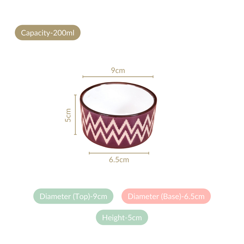 Oscilla Ceramic Snack Bowl For Nuts Set Of 4 Purple 200ml