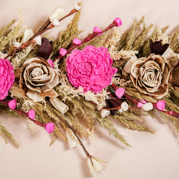 Pink Eco Friendly Decorative Dried Flower Set Of 2