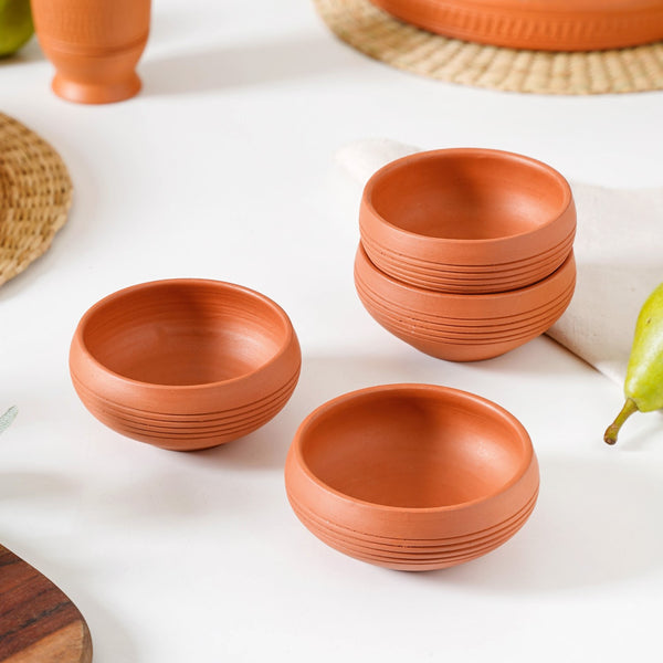 Ring Engraved Terracotta Dessert Bowls Set Of 4 250ml