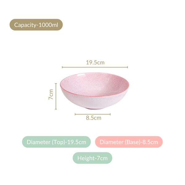 Sera Ceramic Large Serving Bowl Set Of 2 Pink 1000ml