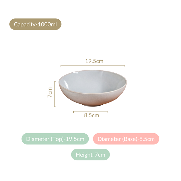 Sera Ceramic Serving Bowl Set Of 2 Grey 1000ml