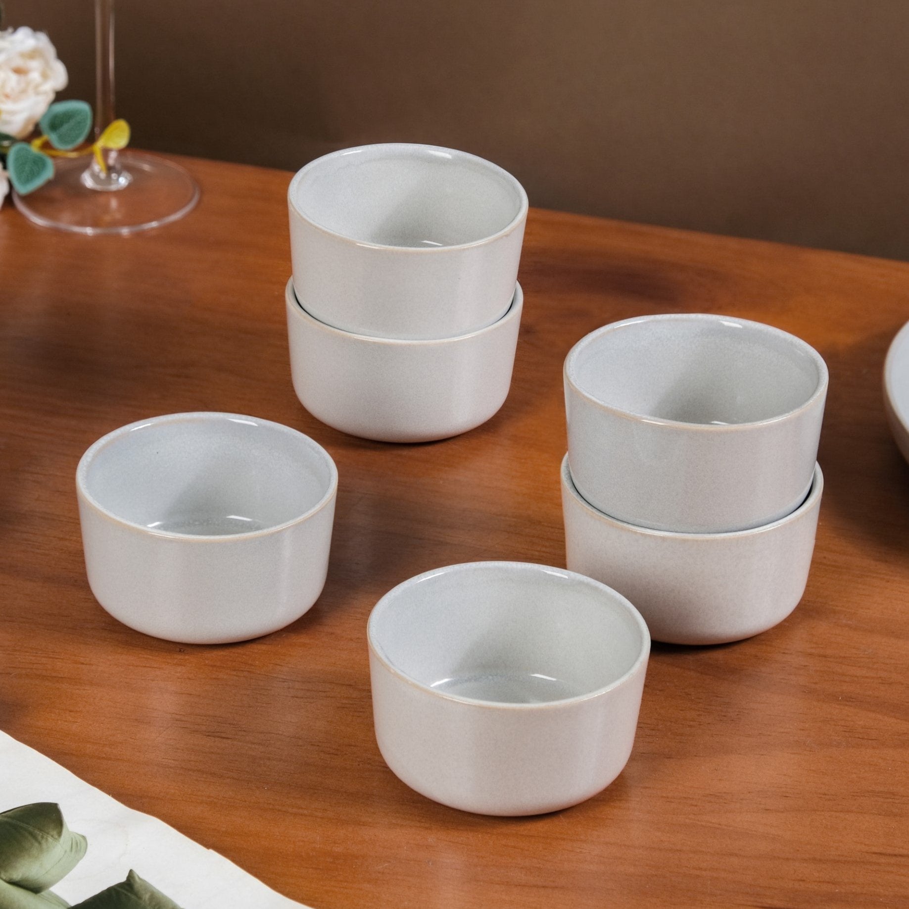 Sera Ceramic Small Bowl Light Grey Set Of 6 200ml