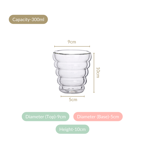 Set Of 2 Double Wall Glass Tumblers 300ml