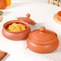 Set Of 2 Engraved Terracotta Serving Bowls With Lid 1400ml