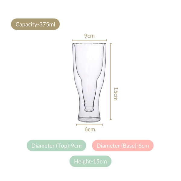 Upside Down Double Wall Beer Glass Set Of 2 375ml