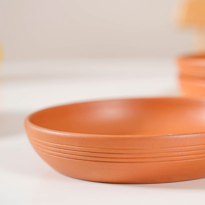 Set Of 4 Earthen Terracotta Snack Plates