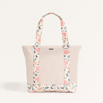 Summer Meadow Large Canvas Zipper Tote Bag