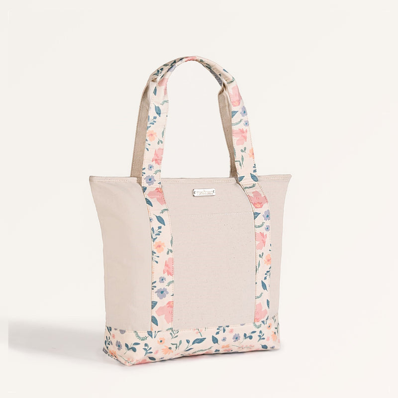 Summer Meadow Large Canvas Zipper Tote Bag