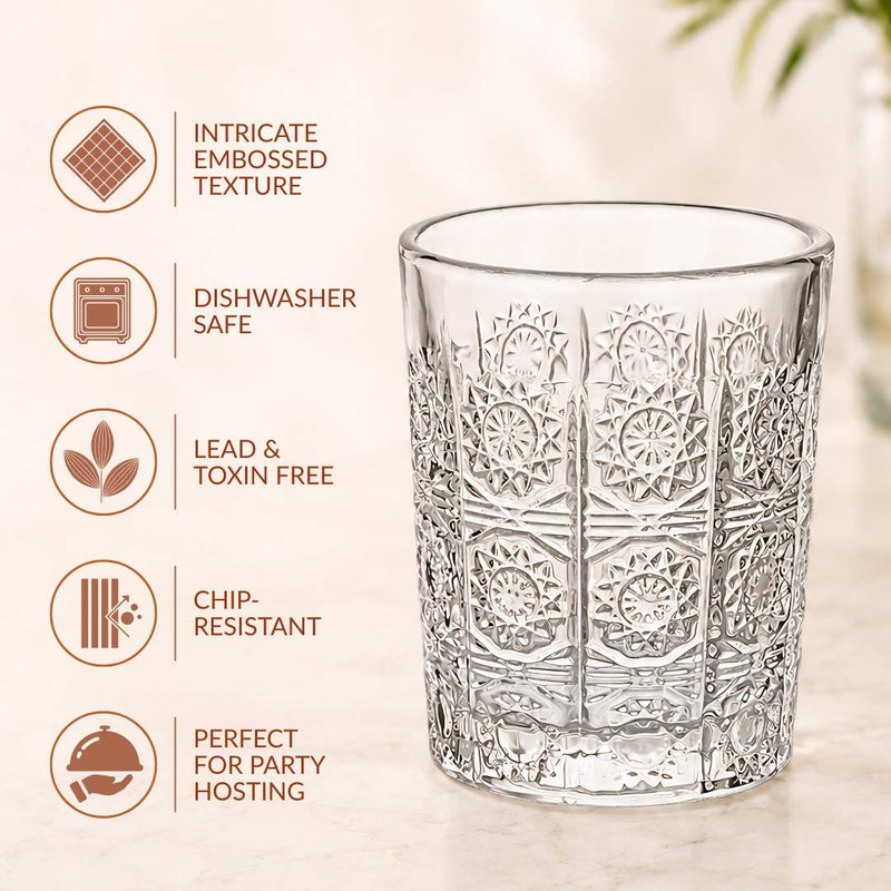 Sunburst Embossed Shot Glass Set Of 12 55ml