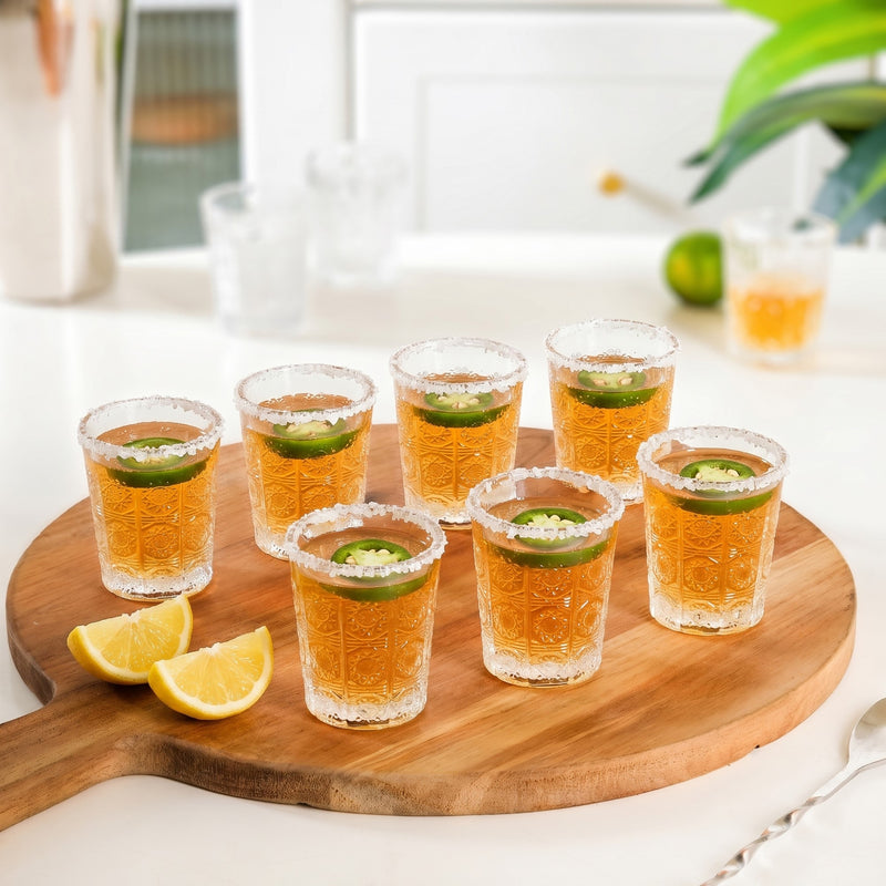 Sunburst Embossed Shot Glass Set Of 12 55ml