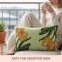 Sunlit Tulip Embroidered Cotton Cushion 50x30cm