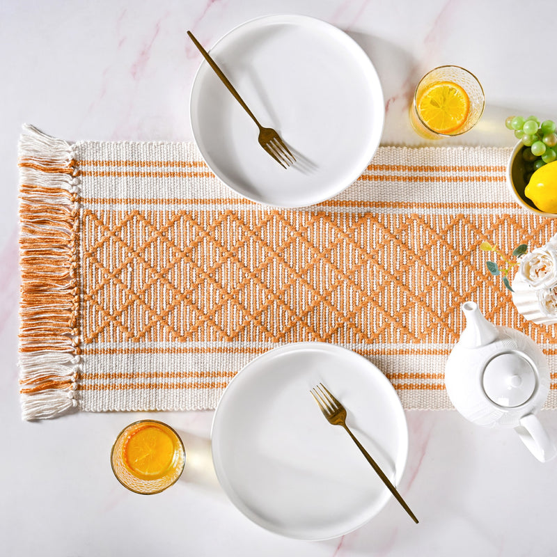 Sunloom Textured Cotton Runner With Fringes 180x33cm