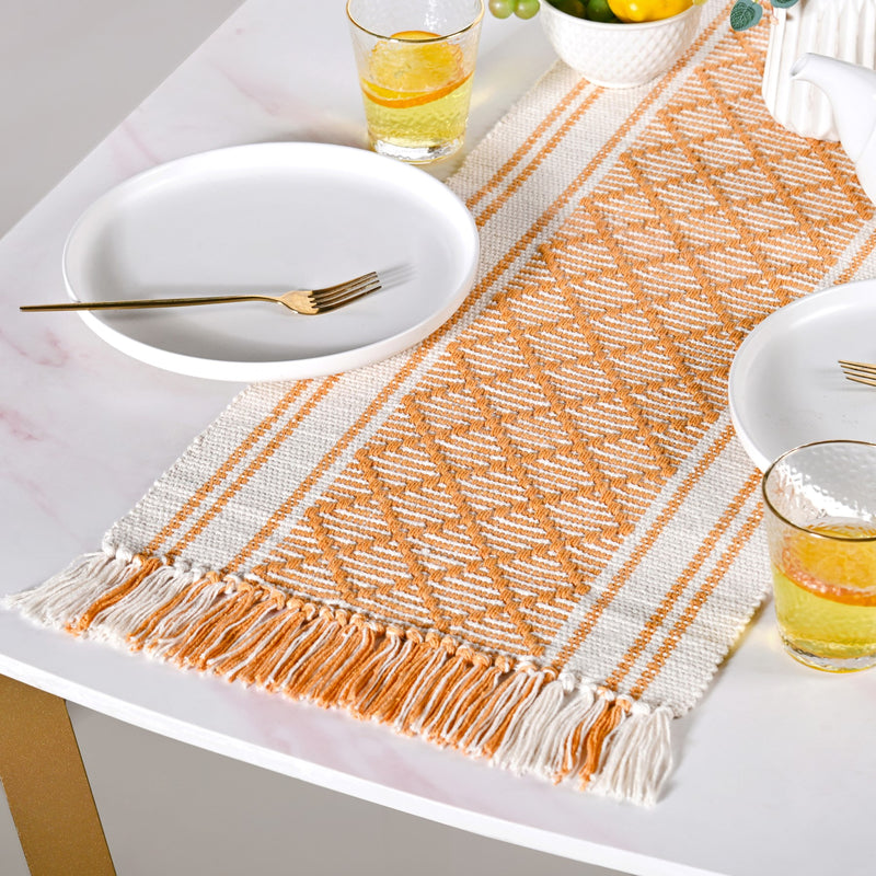 Sunloom Textured Cotton Runner With Fringes 180x33cm