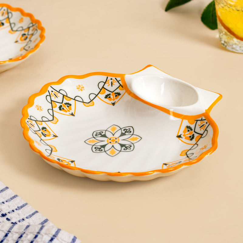 Sunny Bloom Ceramic Section Plate Set Of 2