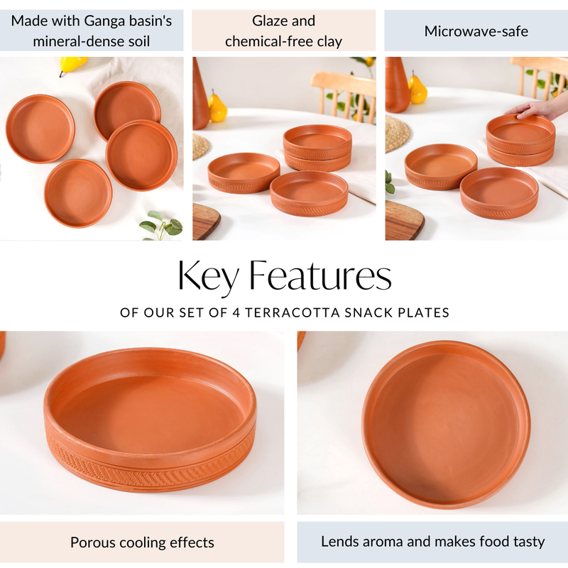 Terracotta Deep Dish Snack Plates Set Of 4