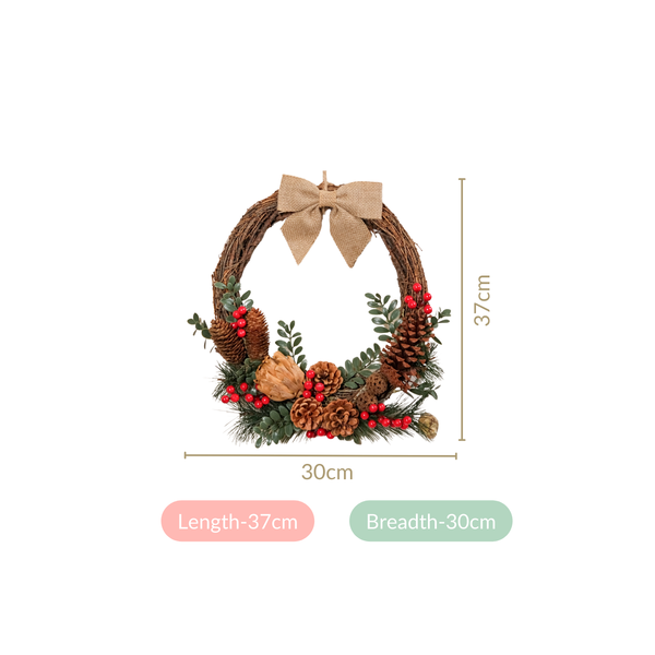 Berry Bow Ecofriendly Decorative Festive Wreath