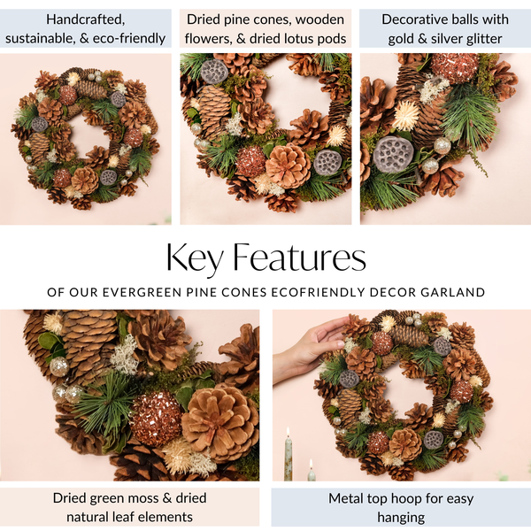 Evergreen Pine Cones Ecofriendly Decor Wreath